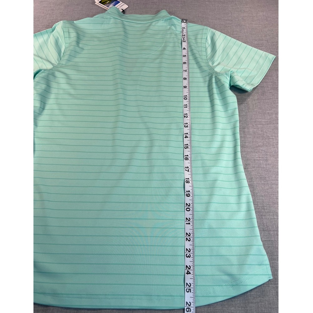 Pebble Beach Performance Womens Polo Shirt Medium Mint Green Striped V-Neck NWT - Picture 3 of 6